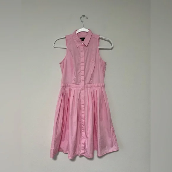 Ann Taylor Fit & Flare Powder Pink Shirtdress - Picture 3 of 11